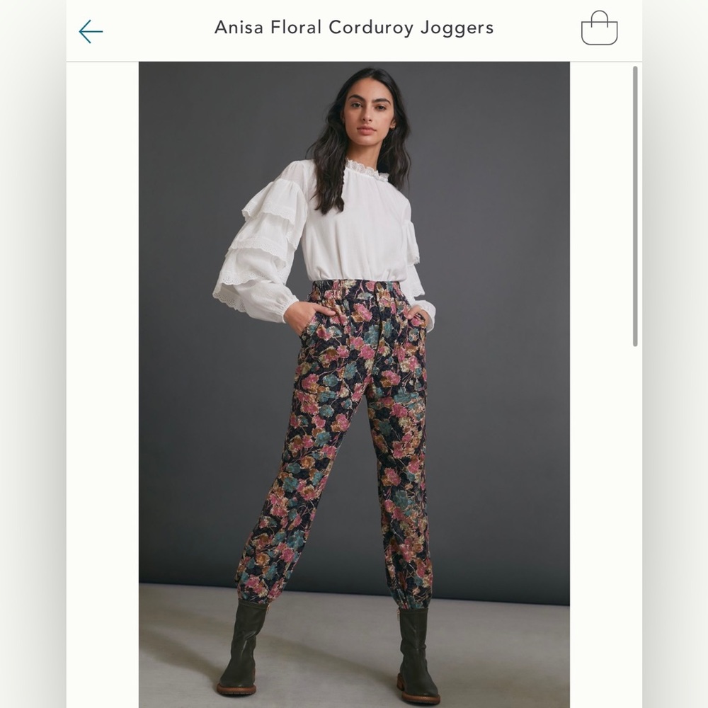 Anthropologie Floral Corduroy Joggers - Never Worn